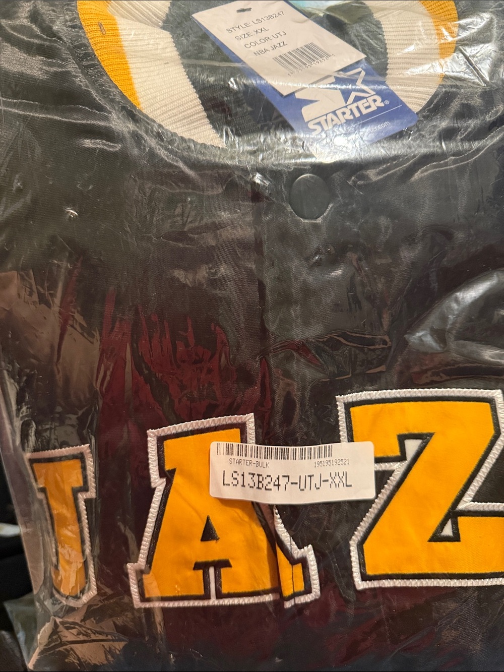 STARTER Black and Yellow Letterman Jacket with White Trim